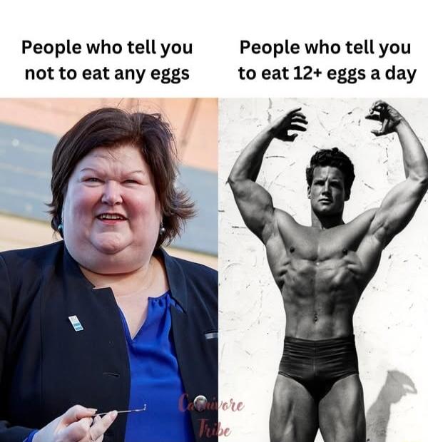 People who tell you People who tell you not to eat any eggs to eat 12 eggs a day