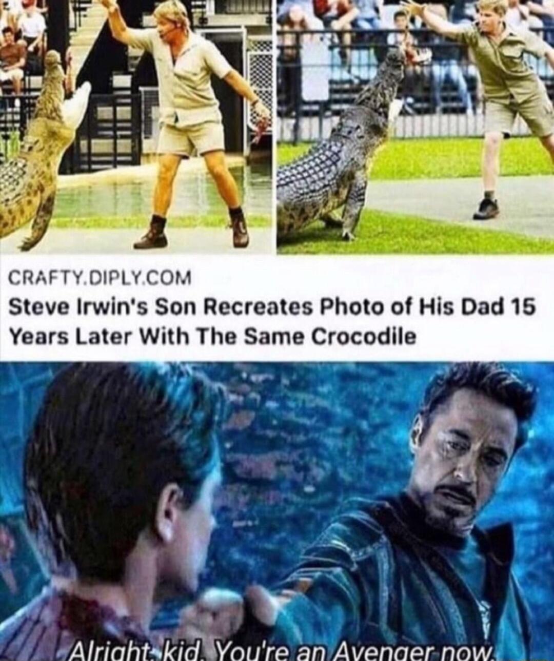 CRAFTYDIPLYCOM Steve Irwins Son Recreates Photo of His Dad 16 Years Later With The Same Crocodile e I N Ay Alriahtkidoure anTAvenaer nows