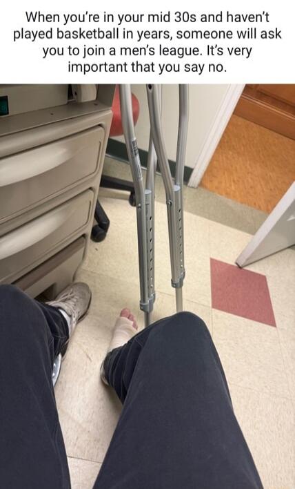 When you’re in your mid 30s and haven’t played basketball in years, someone will ask you to join a men’s league. It’s very important that you say no.