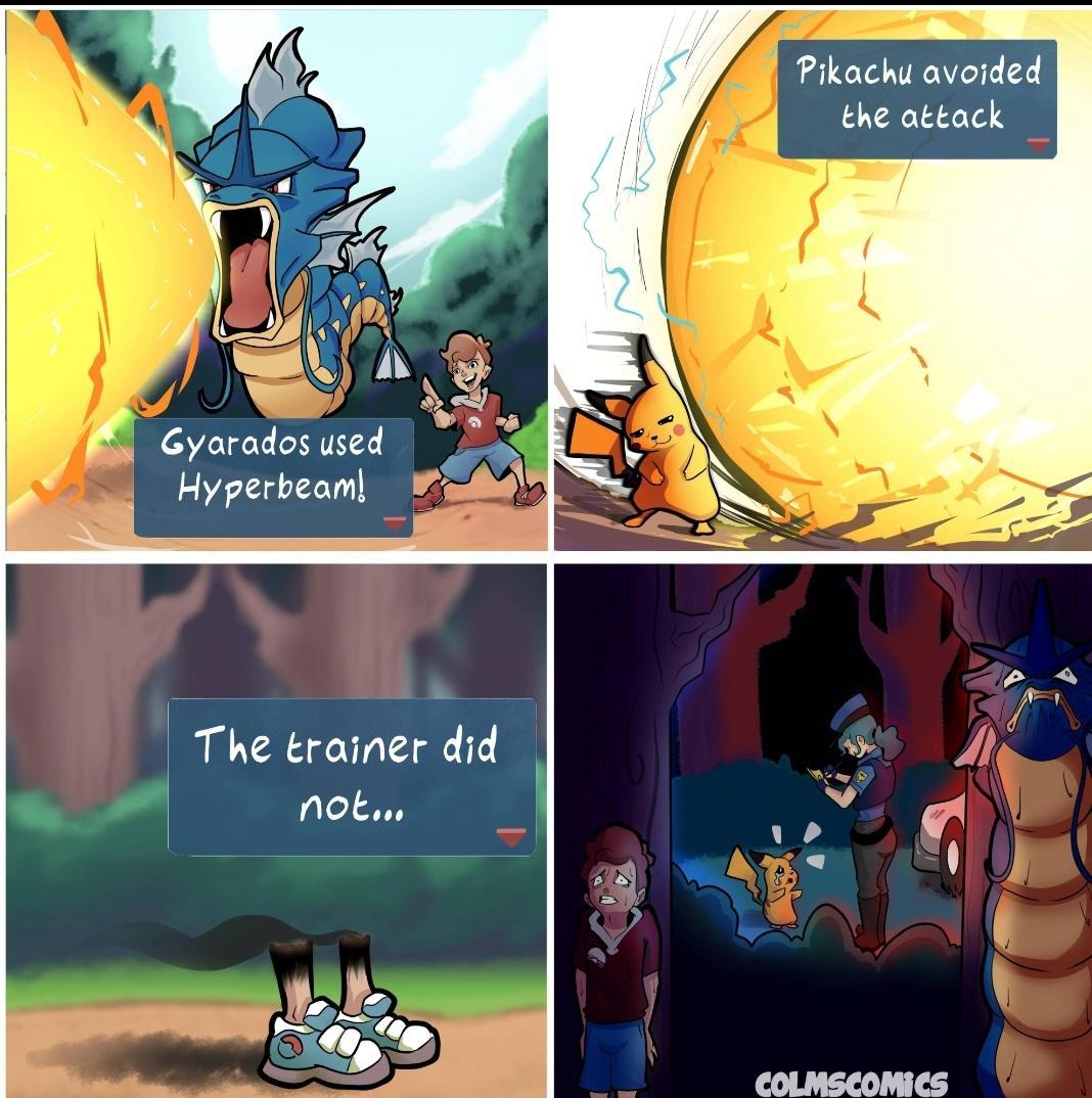 e Pikachu avoided the attack SEAVETTL BN i Hyperbeam TN The trainer did L v IOlm I e G Ayl b L tl Hayee COLMSCOMICS