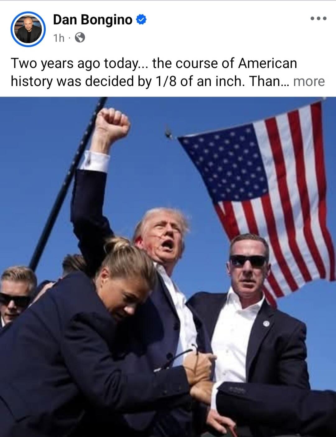 Dan Bongino 1h Two years ago today... the course of American history was decided by 1/8 of an inch. Than... more
