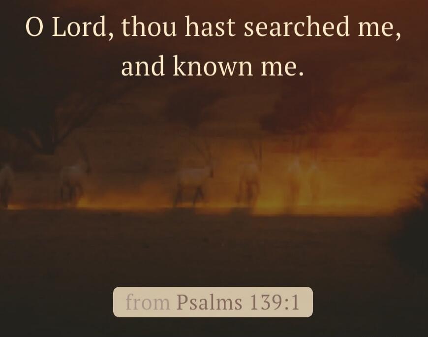 O Lord, thou hast searched me, and known me. from Psalms 139:1
