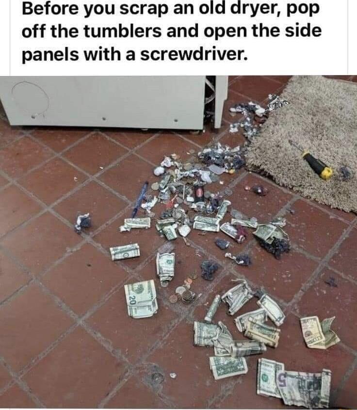 Before you scrap an old dryer pop off the tumblers and open the side panels with a screwdriver