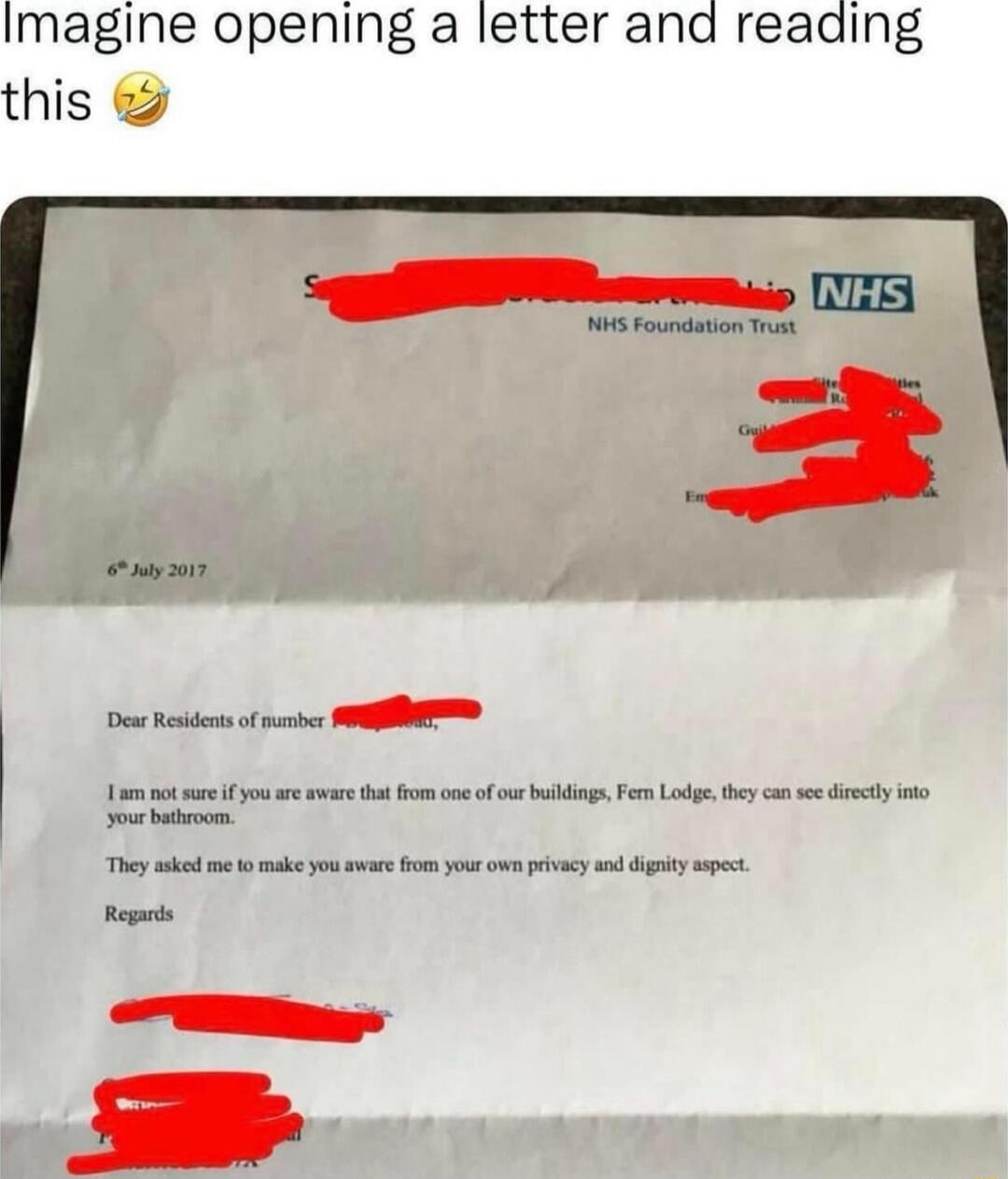 Imagine opening a letter and reading this