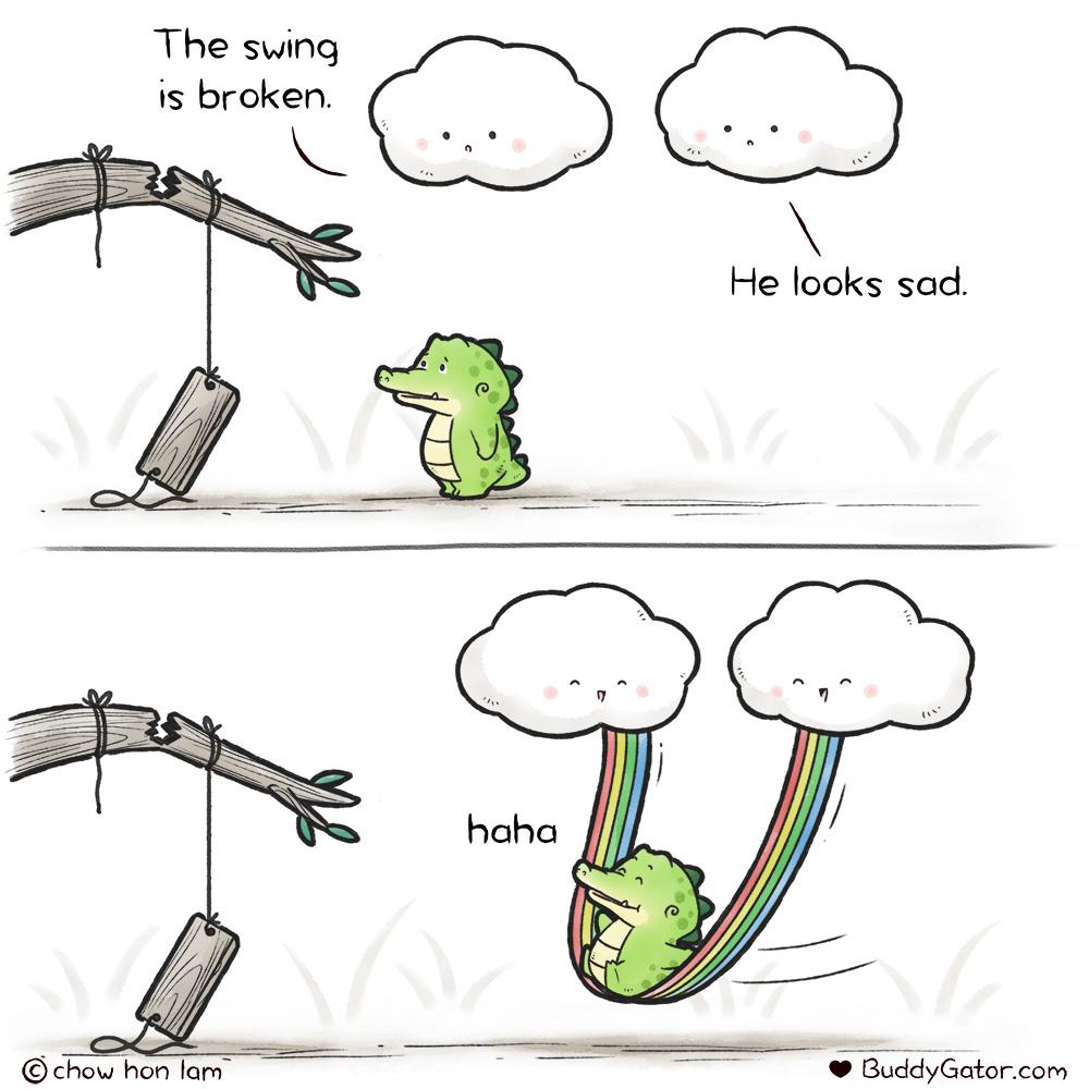 The swing is broken He Ieoks sad Py y GuddyGatorcom