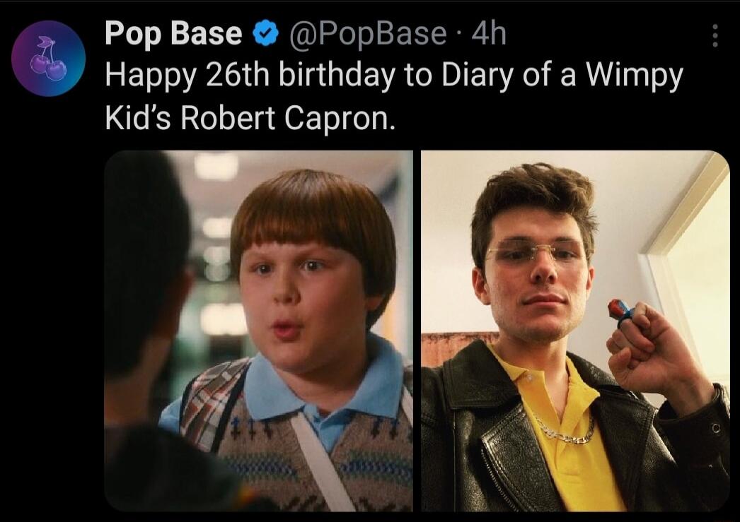 Pop Base PopBase 4h Happy 26th birthday to Diary of a Wimpy Kids Robert Capron
