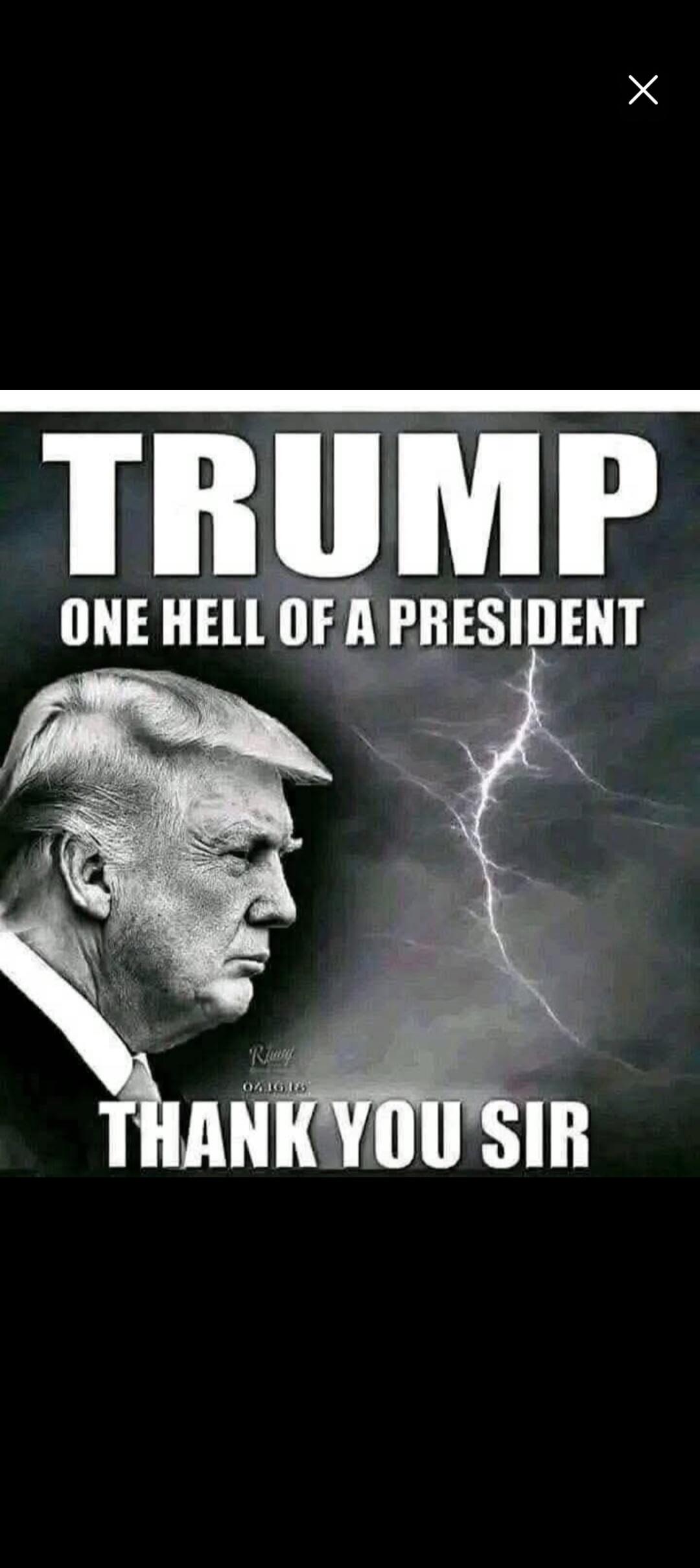 TRUMP ONE HELL OF A PRESIDENT THANK YOU SIR