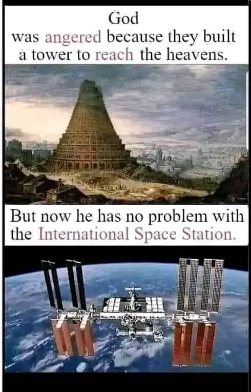 God ed because they built a tower to reach the heavens