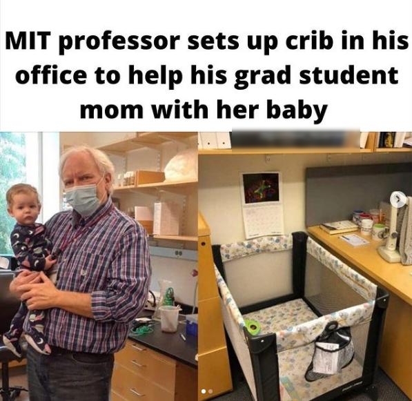 MIT professor sets up crib in his office to help his grad student mom with her baby
