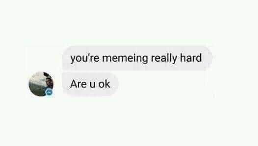youre memeing really hard a Are u ok
