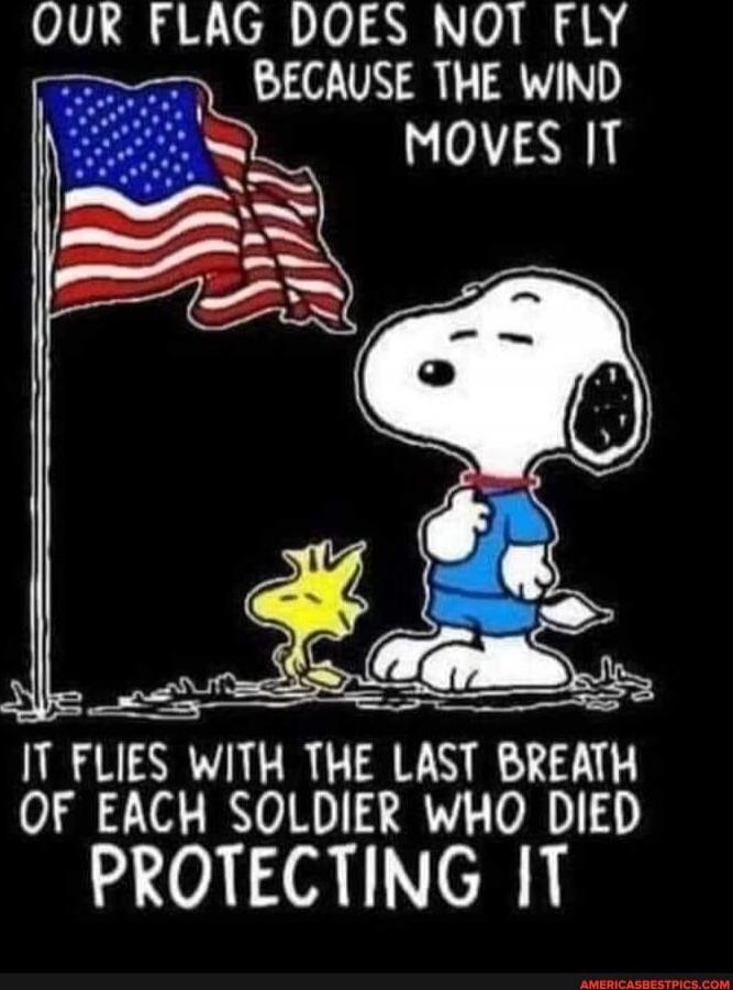 OUR FLAG DOES NOT FLY BECAUSE THE WIND MOVES IT IT FLIES WITH THE LAST BREATH OF EACH SOLDIER WHO DIED PROTECTING IT