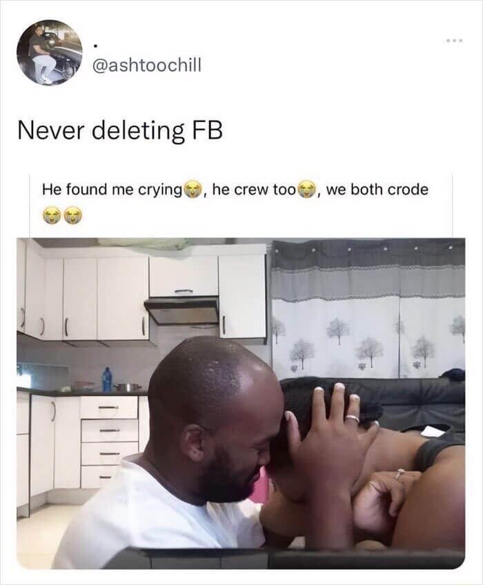 ashtoochill Never deleting FB He found me crying he crew toos we both crode