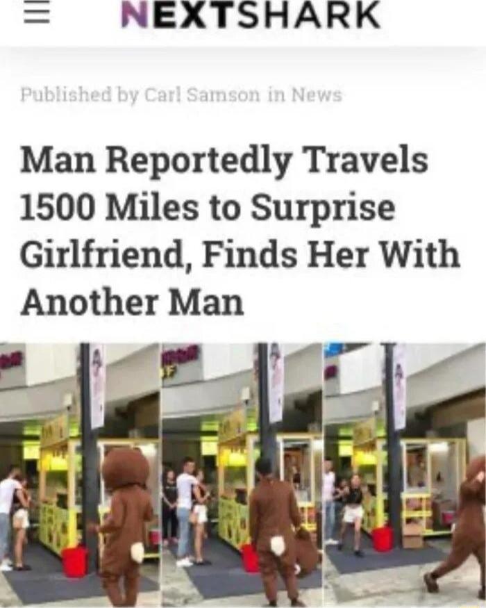 NEXTSHARK Man Reportedly Travels 1500 Miles to Surprise Girlfriend Finds Her With Another Man