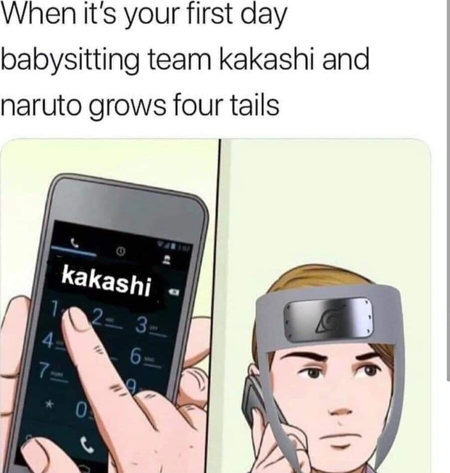 When its your first day babysitting team kakashi and naruto grows four tails