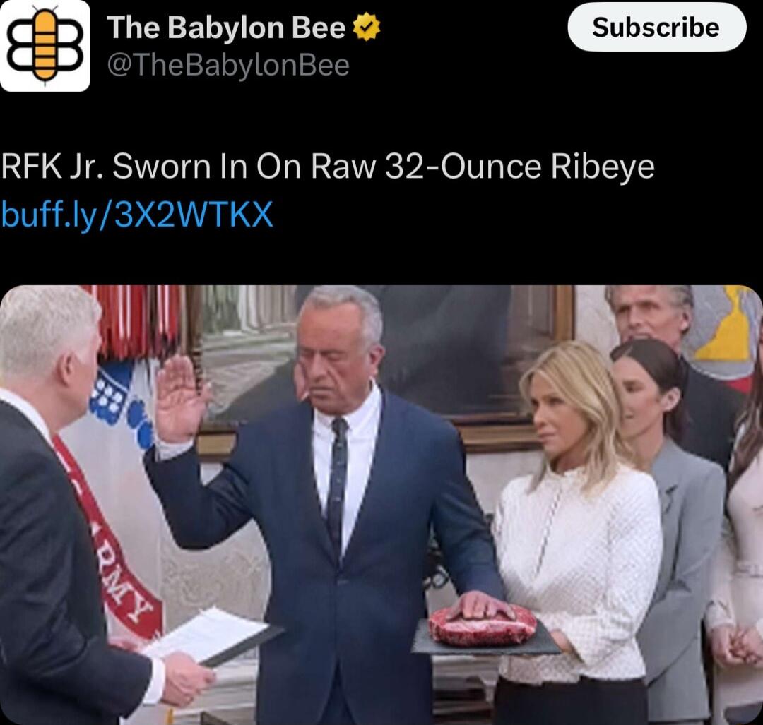 The Babylon Bee TheBabylonBee RFK Jr Sworn In On Raw 32 Ounce Ribeye buffly3X2WTKX