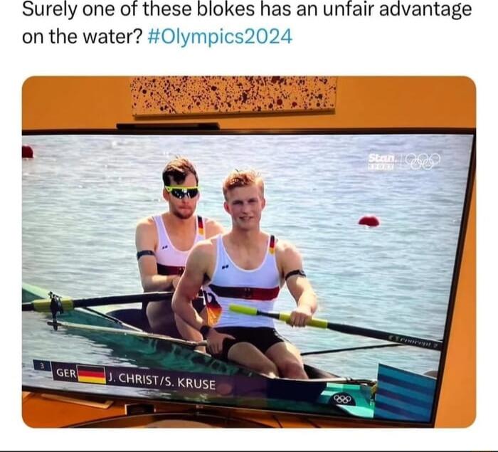 Surely one of these blokes has an unfair advantage on the water 0lympics2024