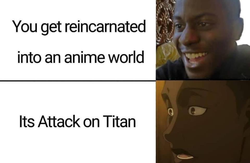 You get reincarnated into an anime world lts Attack on Titan