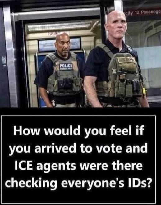 How would you feel if you arrived to vote and ICE agents were there checking everyone's IDs?