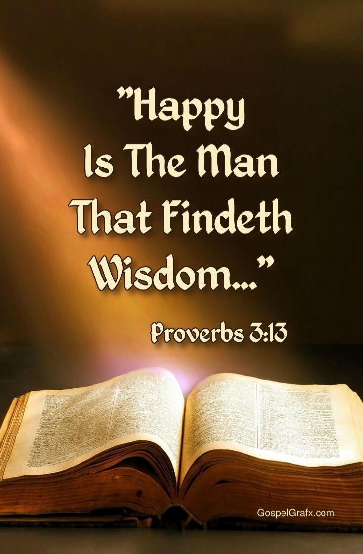 Happy Is The Man That Findeth Wisdom... Proverbs 3:13 GospelGrafx.com