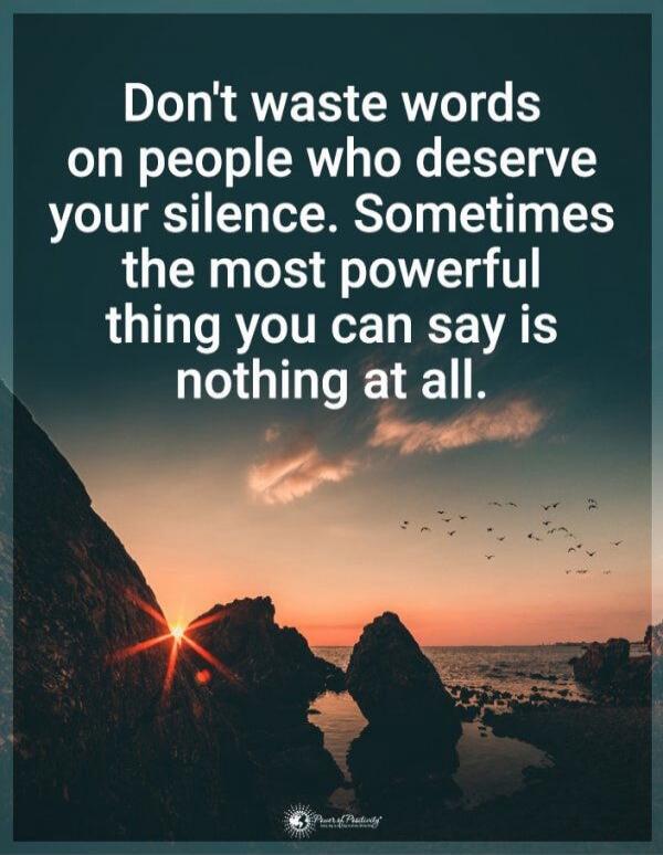 Don't waste words on people who deserve your silence. Sometimes the most powerful thing you can say is nothing at all.