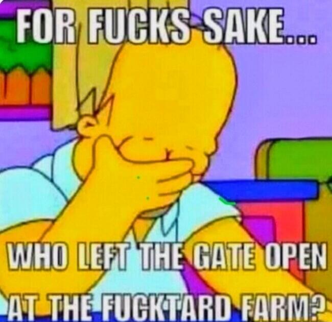 FOR FUCKS SAKE... WHO LEFT THE GATE OPEN AT THE FUCKTARD FARM?