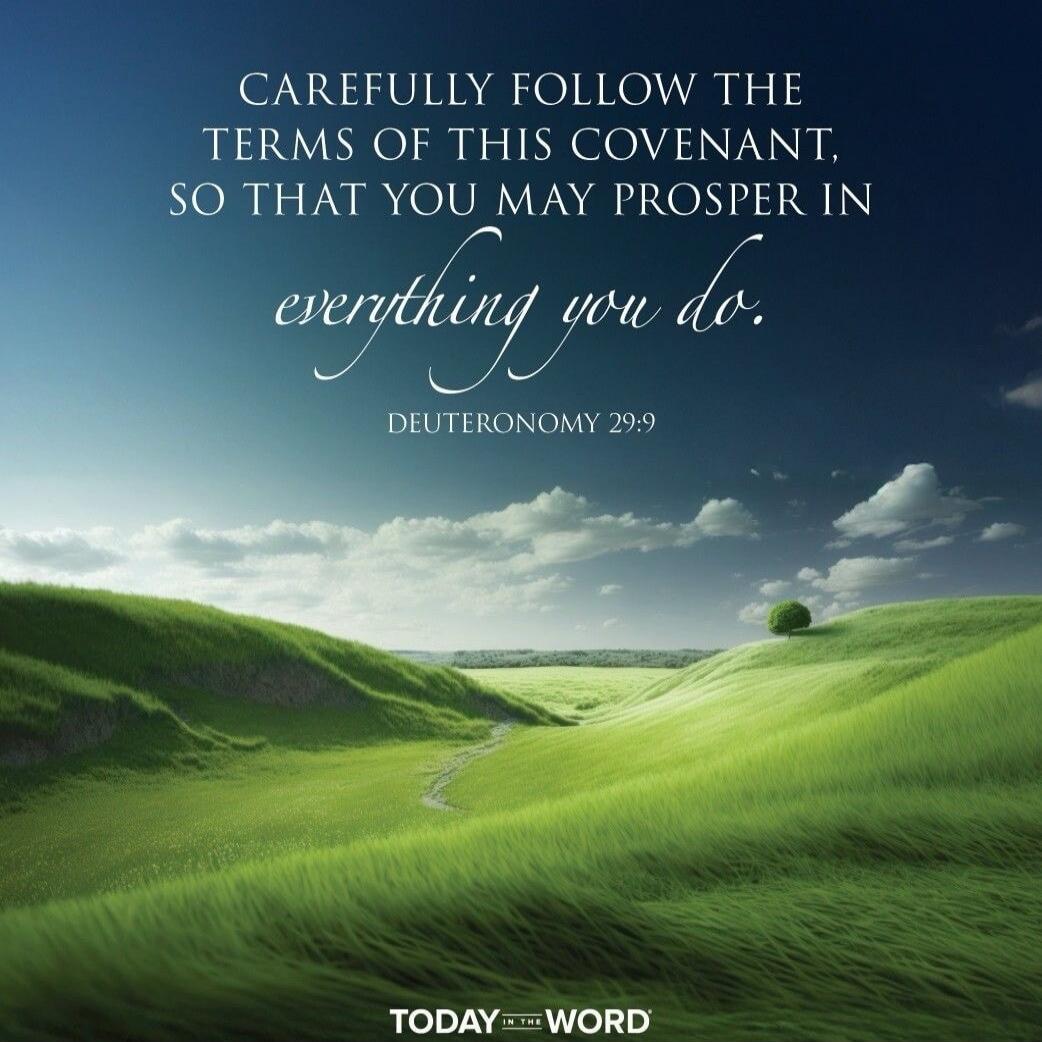 Carefully follow the terms of this covenant, so that you may prosper in everything you do. Deuteronomy 29:9