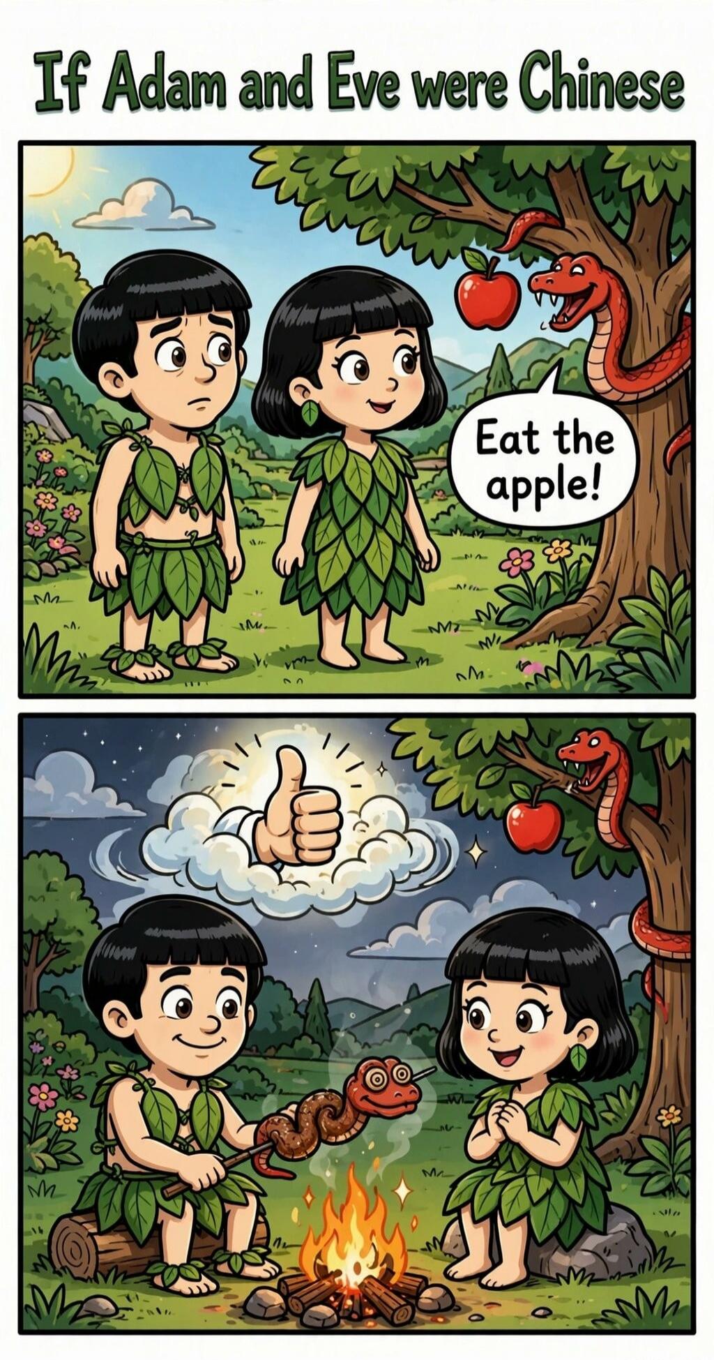If Adam and Eve were Chinese. Eat the apple!