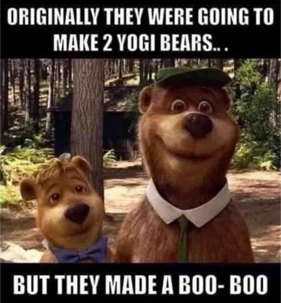 ORIGINALLY THEY WERE GOING TO MAKE 2 YOGI BEARS... BUT THEY MADE A BOO- BOO