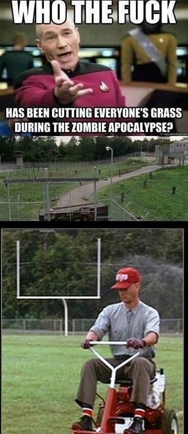 WhHO IIIEJIIBI HAS BEEN CUTTING EVERYONES GRASS DURING THE Z0MBIE APOCALYPSE e e T T P e lais