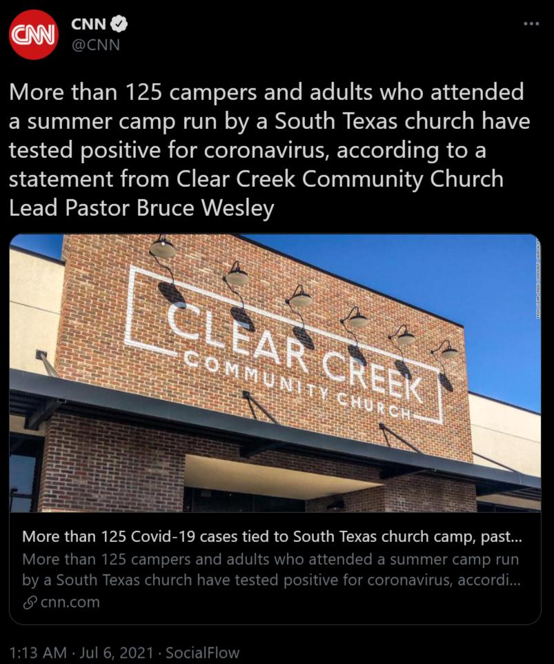 CNN VTR S ETo I P10 s To1T SETaTe JETe V1 SRV s ToREYa T o Yo a summer camp run by a South Texas church have LS Te TN HVW o1l el e Ty EV I VI Telele e gle R eXEC statement from Clear Creek Community Church Lead Pastor Bruce Wesley V ITCR iy F Tyl PN elViTe By Felof 10 iTe I o YoV s V el V el Wy o Y o 1 O ELe V RN Tl TadTalo Te NI