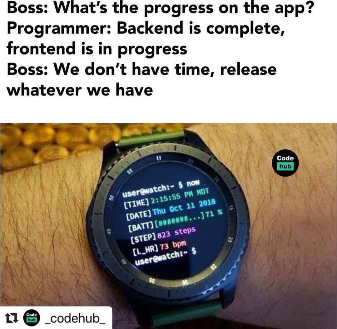 Boss Whats the progress on the ap Programmer Backend is complete frontend is in progress Boss We dont have time release whatever we have