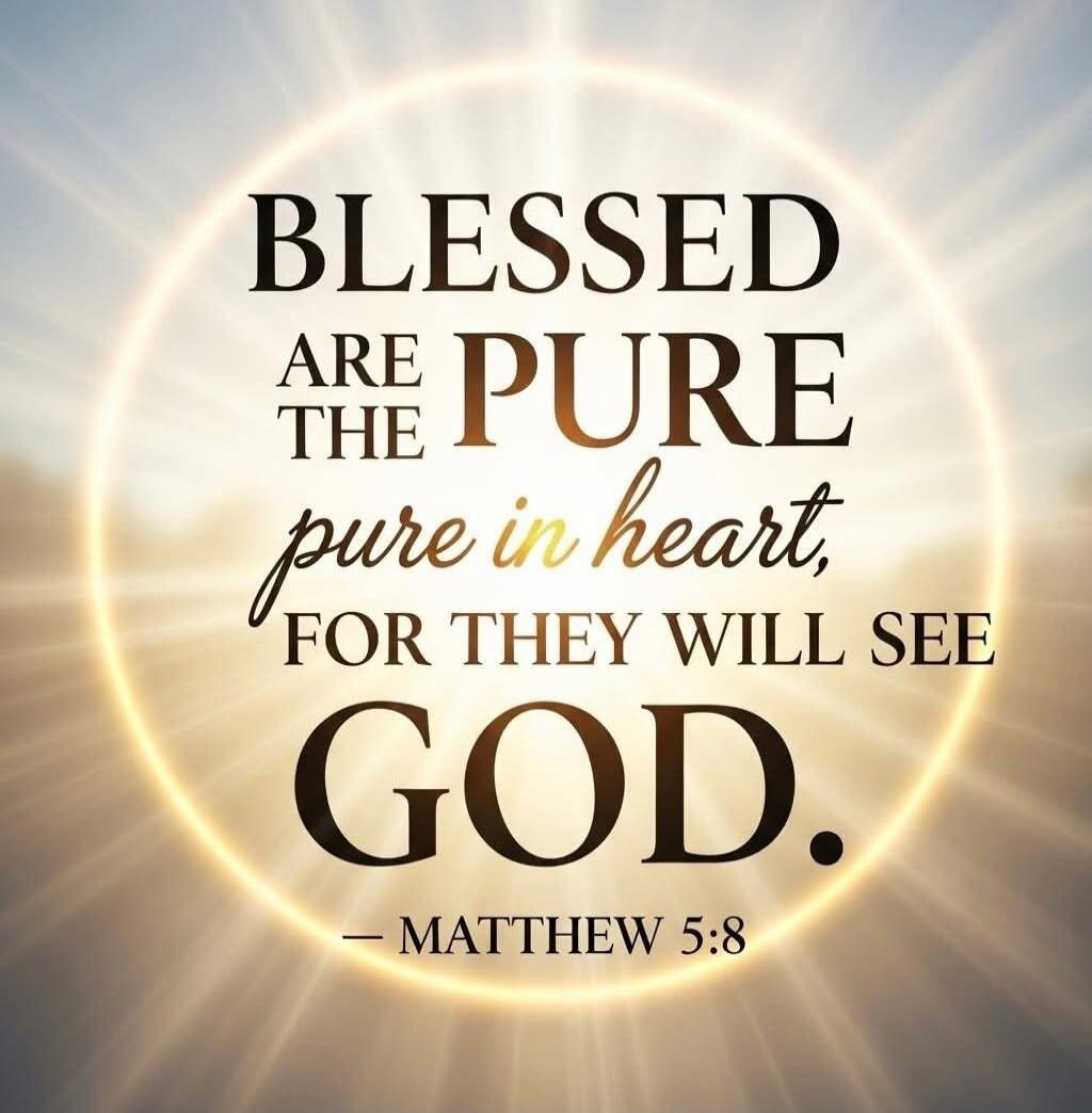 Blessed are the pure in heart, for they will see God. - Matthew 5:8