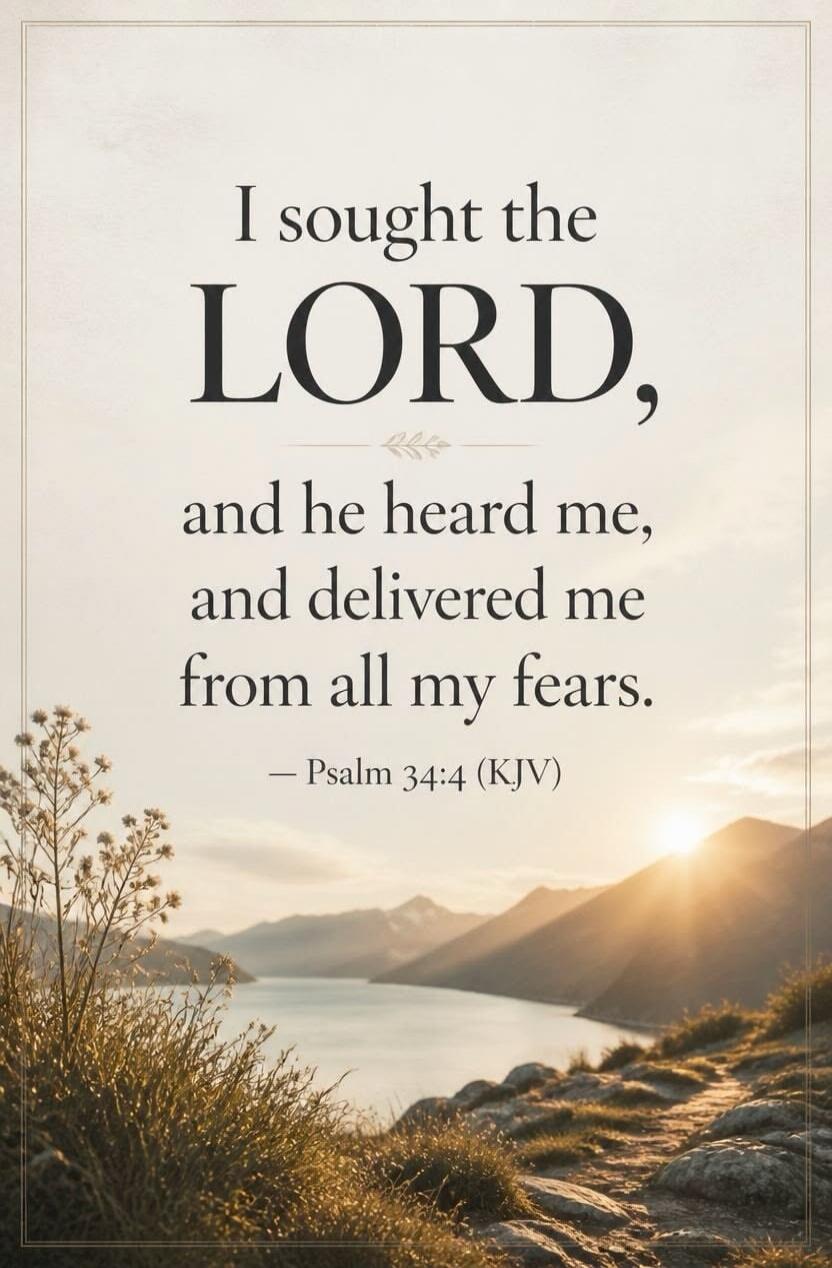 I sought the LORD, and he heard me, and delivered me from all my fears. - Psalm 34:4 (KJV)
