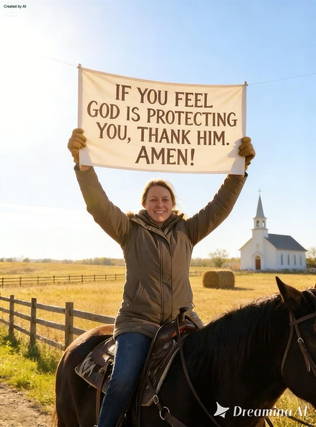 IF YOU FEEL GOD IS PROTECTING YOU, THANK HIM. AMEN! Created by AI Dreamina AI
