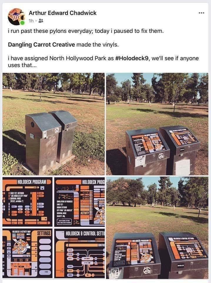 Arthur Edward Chadwick B irun past these pylons everyday today i paused 1 fx then Dangling Carrot Creative made the vinyls i have assigned North Hollywood Park as Holodeck9 wel see if anyone uses that O A