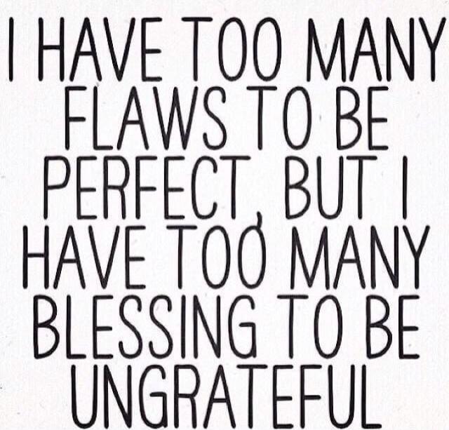 I HAVE TOO MANY FLAWS TO BE PERFECT, BUT I HAVE TOO MANY BLESSING TO BE UNGRATEFUL