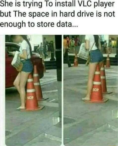 She is trying To install VLC player but The space in hard drive is not enough to store data...