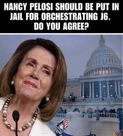 NANCY PELOSI SHOULD BE PUT IN JAIL FOR ORCHESTRATING J6. DO YOU AGREE?