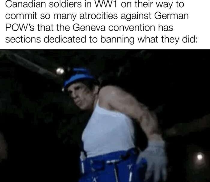 Canadian soldiers in V1 on their way to commit so many atrocities against German PC sections convention has ledicated to banning what they did o