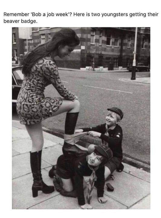 Remember Bob a job week Here is two youngsters getting their beaver badge