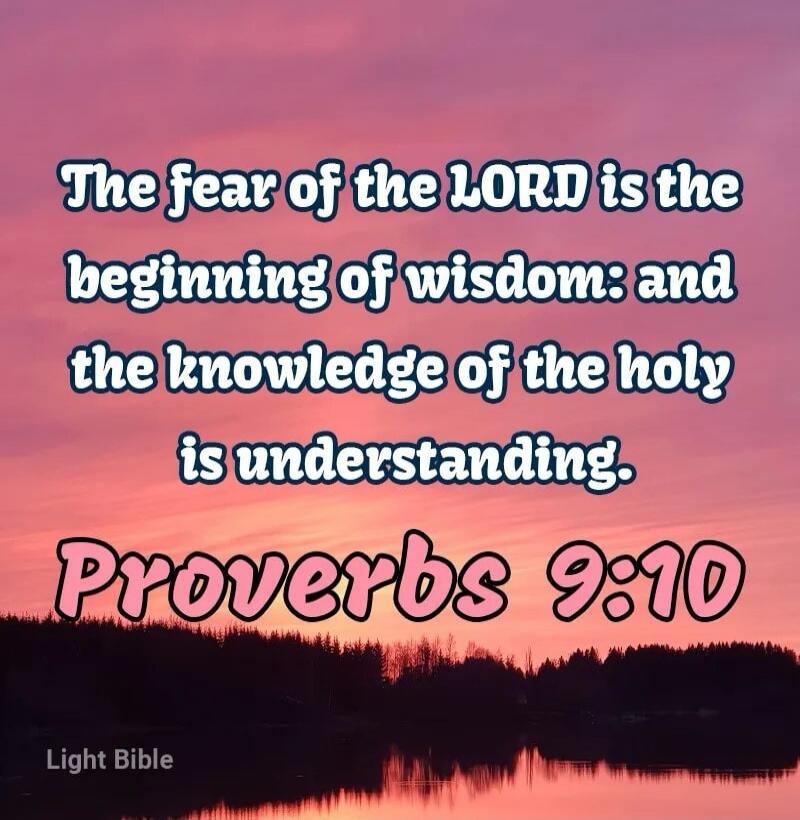 The fear of the LORD is the beginning of wisdom: and the knowledge of the holy is understanding. Proverbs 9:10 Light Bible
