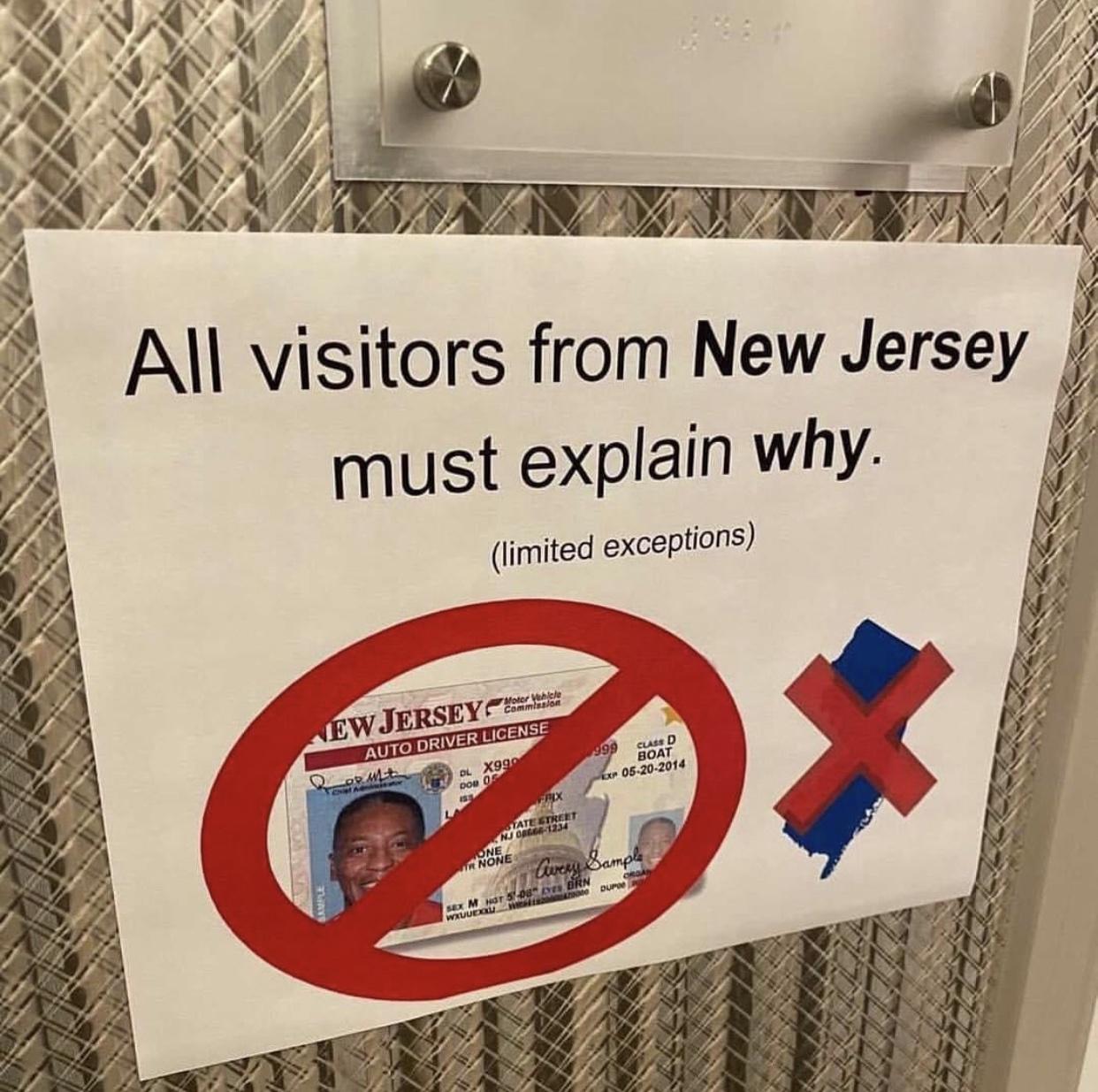 Al visitors from New Jersey must explain why imited exceptions