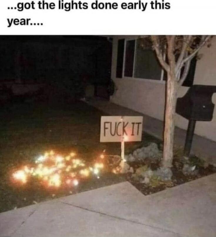 ...got the lights done early this year....
FUCK IT