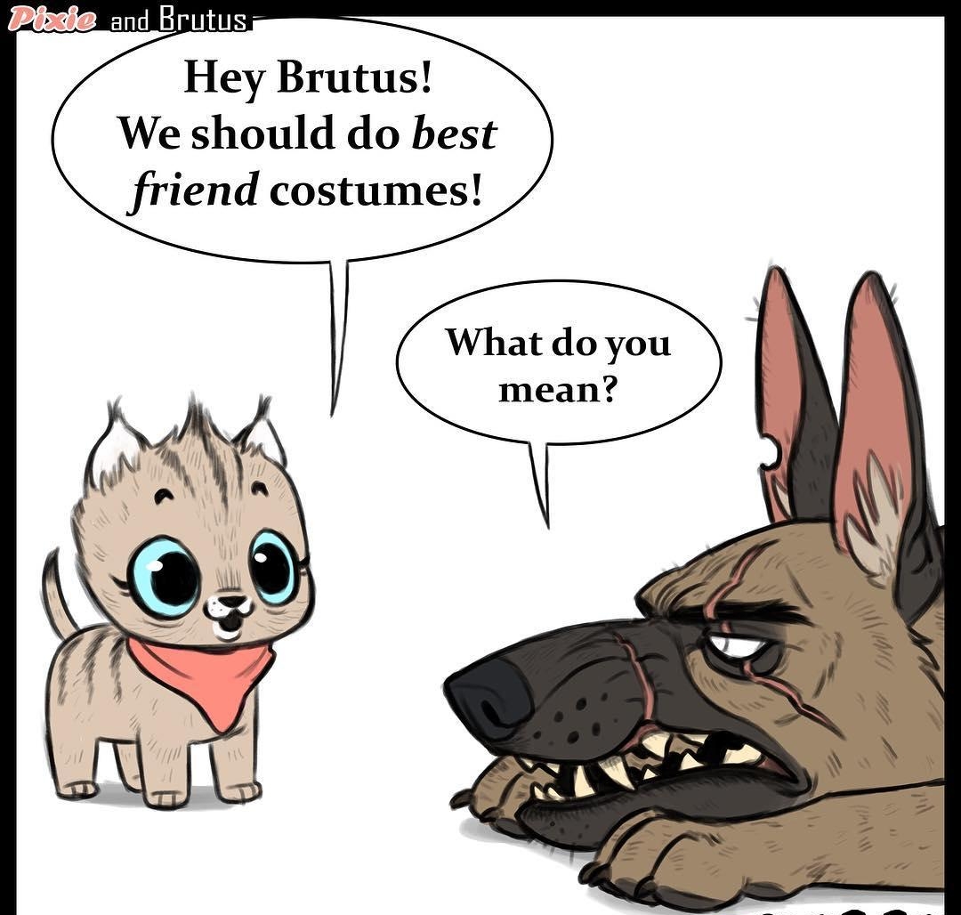 Hey Brutus We should do best friend costumes What do you