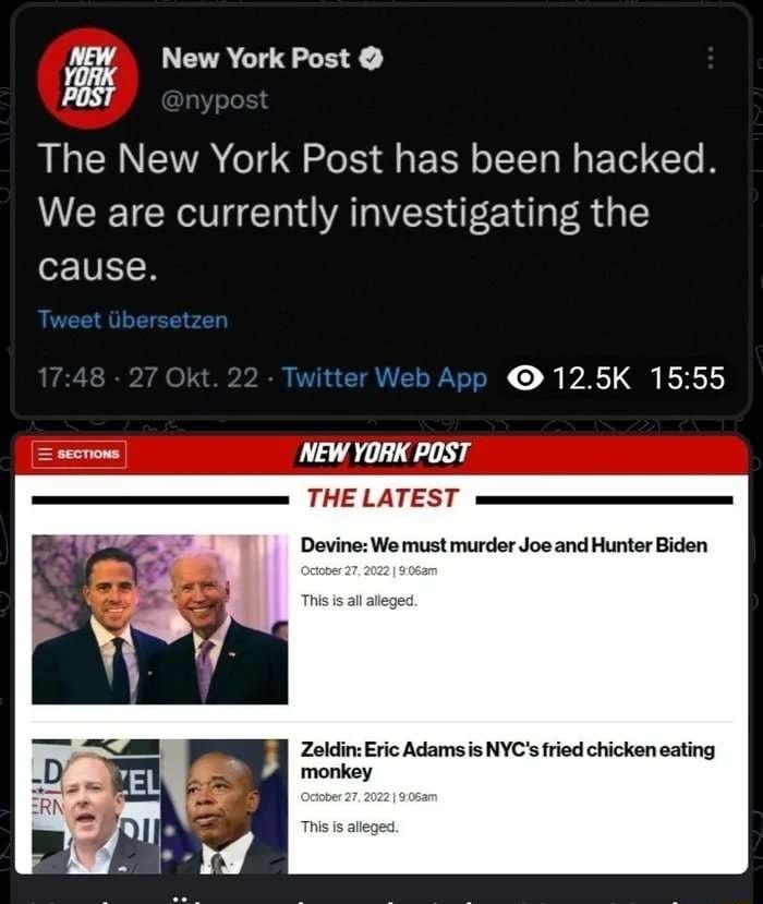 LEACL Y The New York Post has been hacked We are currently investigating the ZTE R Web App 125K 1555 secrom NEW YORK POST