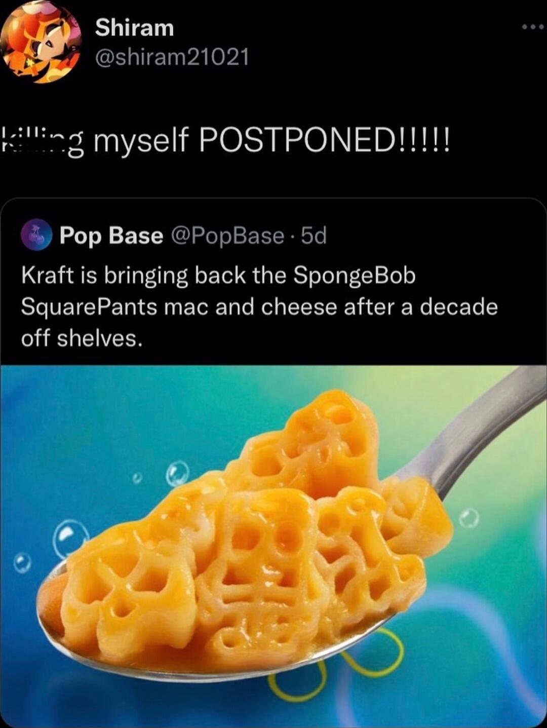 BUITEL iram21021 Pop Base PopBase 5d Kraft is bringing back the SpongeBob SquarePants mac and cheese after a decade off shelves