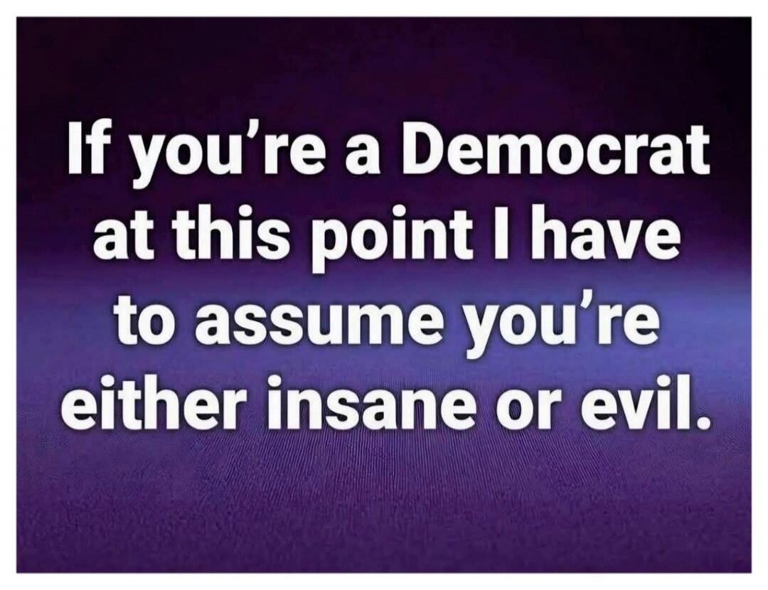 If you're a Democrat at this point I have to assume you're either insane or evil.
