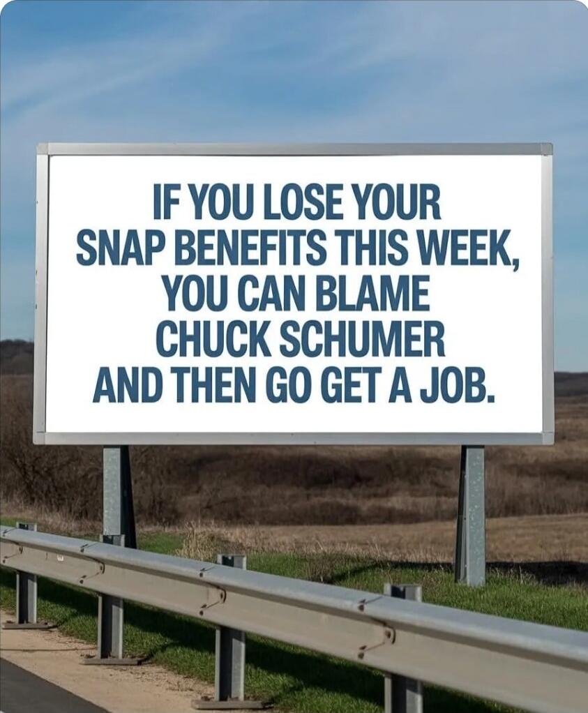 IF YOU LOSE YOUR SNAP BENEFITS THIS WEEK, YOU CAN BLAME CHUCK SCHUMER AND THEN GO GET A JOB.