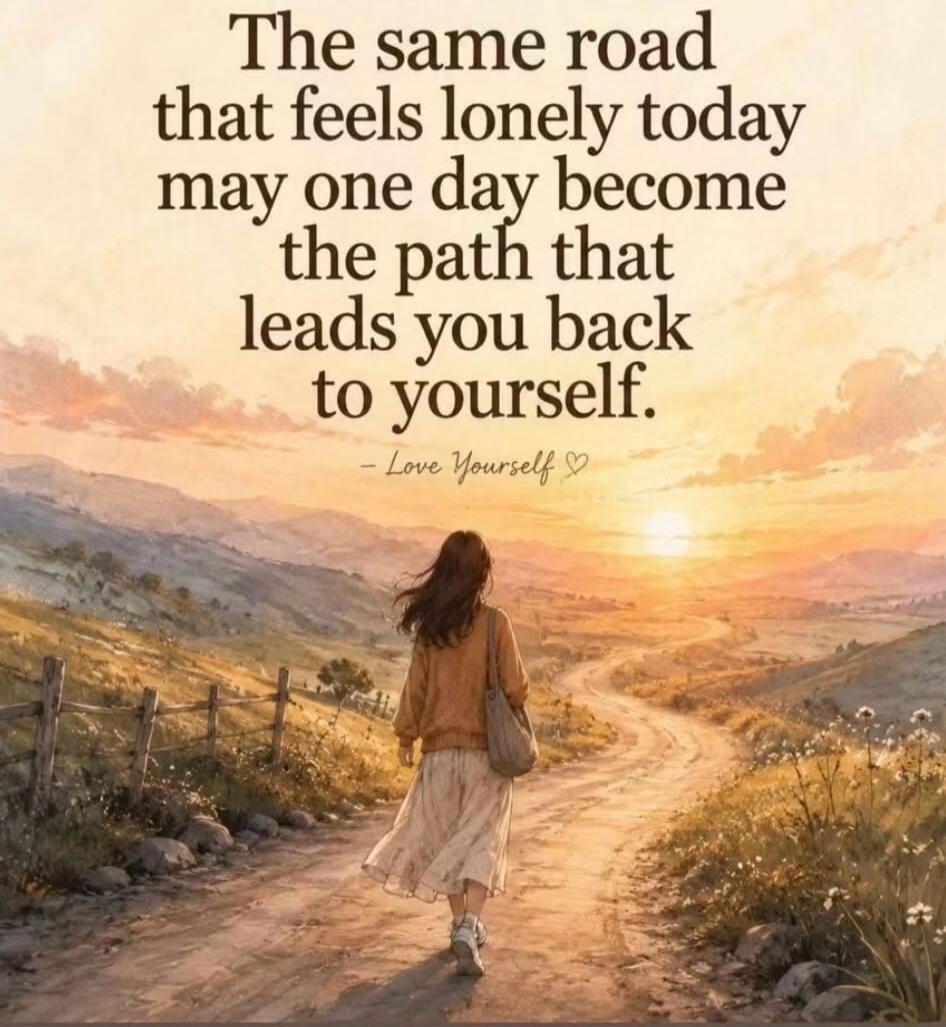 The same road that feels lonely today may one day become the path that leads you back to yourself. - Love Yourself