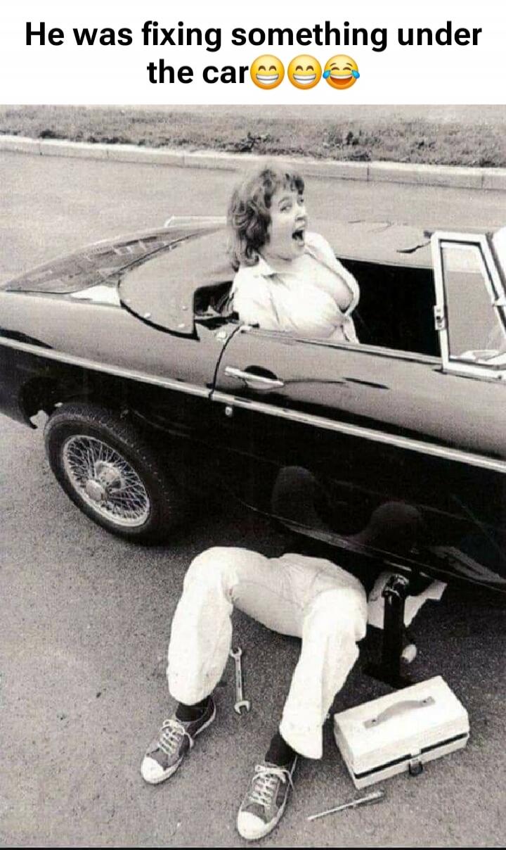 He was fixing something under the car😂😂😂